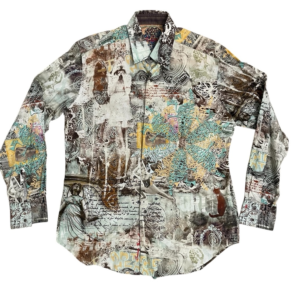 Robert Graham Graffiti Collage Shirt Flip Cuff - Picture 1 of 15